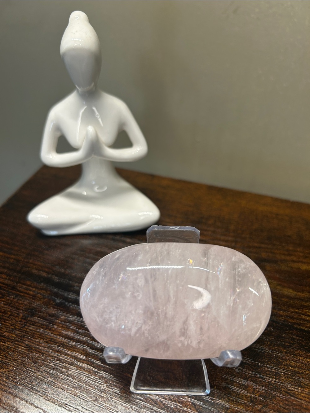 Rose Quartz Palm Stone - White Crystal Home Accent